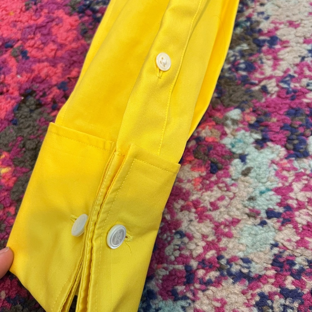 Ralph Lauren Bright Yellow Button Down Shirt Cuff links 2 slim fit - Picture 6 of 9